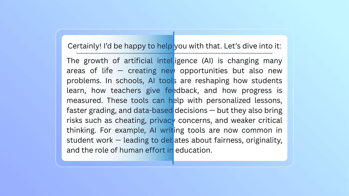 Academic writing sample showing AI-generated content